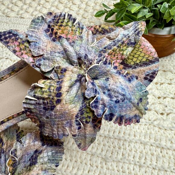 CECILIA NEW YORK ANTHROPOLOGIE Lila Slide Sandal Rainbow Snake 3D Flower Size 7 - Picture 8 of 12